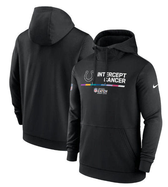 Men's Indianapolis Colts 2022 Black Crucial Catch Therma Performance Pullover Hoodie